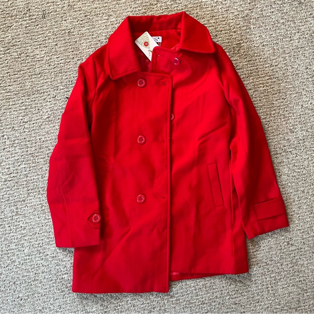 red wool women’s long overcoat trench coat